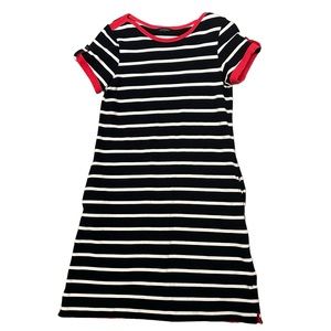 Land’s End Navy Red Nautical Preppy Coastal Stripes Pockets Dress - Size 10-12